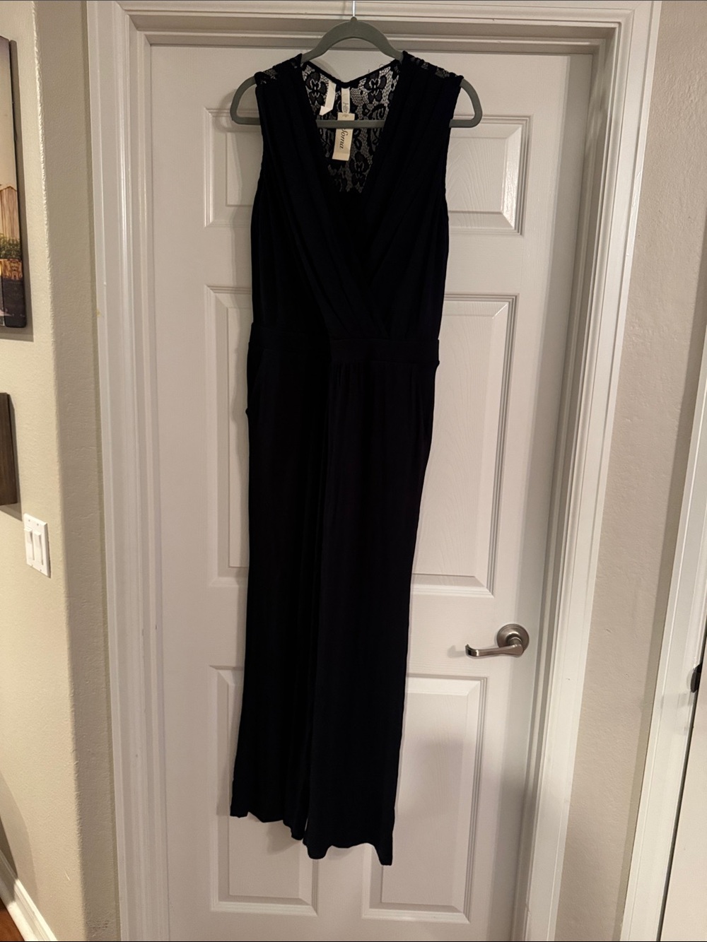 Soma Black Sleeveless Jumpsuit with Lace Back Detail